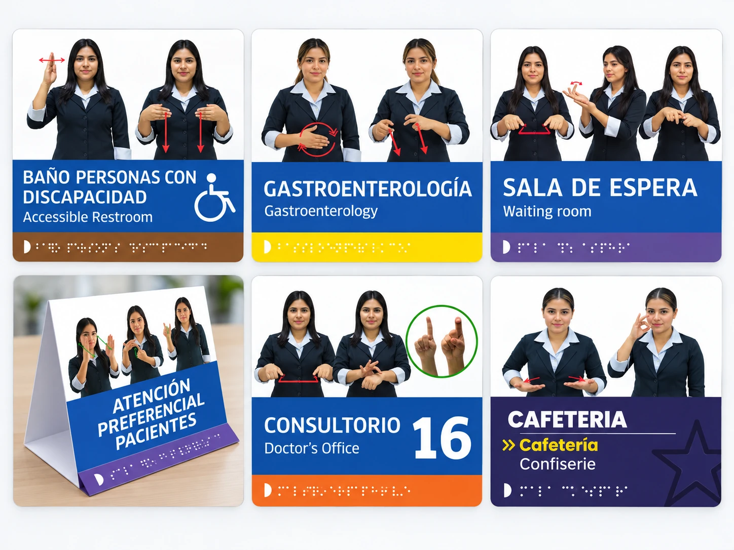 Ejemplos de señalética accesible para diferentes espacios y servicios